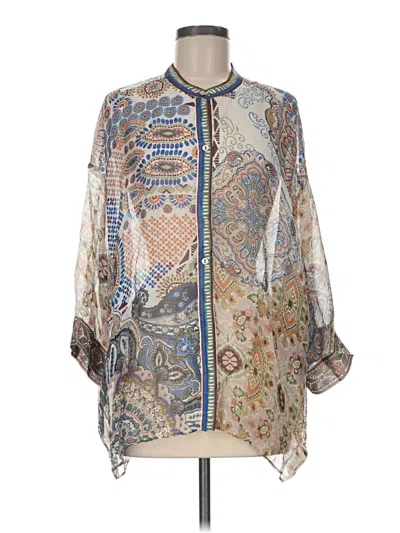 Pre-owned Hale Bob 3/4 Sleeve Blouse In Silver