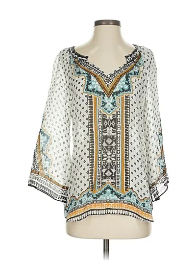 Pre-owned Hale Bob 3/4 Sleeve Blouse In White