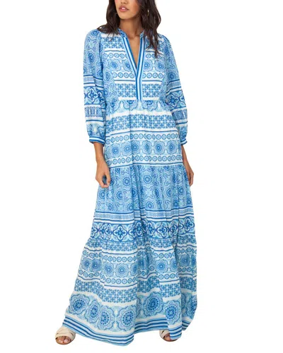 Hale Bob 3/4 Sleeve Maxi Dress In Blue