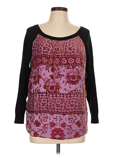 Pre-owned Hale Bob 3/4 Sleeve Top Burgundy Scoop Neck Tops