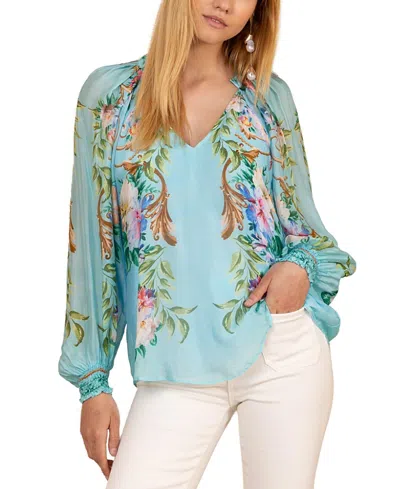 Hale Bob Aarna Chiffon Top In Blue