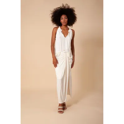 Hale Bob Adaline Draped Solid Jersey Skirt In White