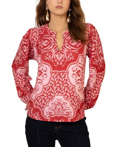 Hale Bob Addyson Long Sleeve Blouse In Red
