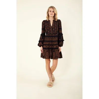 Hale Bob Adira Embroidered Dress In Brown