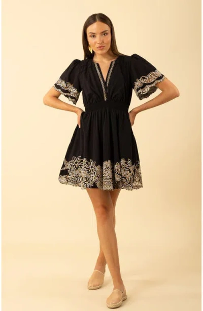 Hale Bob Alena Embroidered Voile Dress