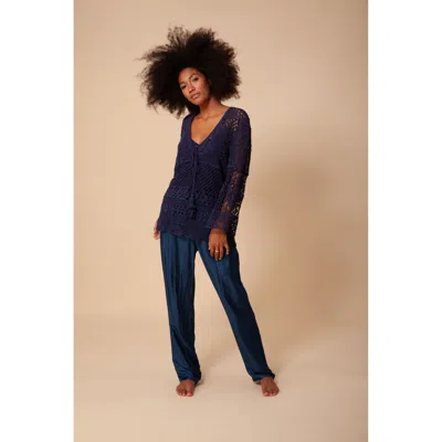 Hale Bob Alexane Crochet Top In Blue