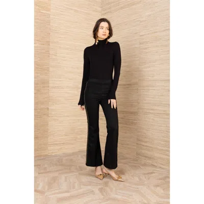 Hale Bob Alexia Suede Studs Pant In Black