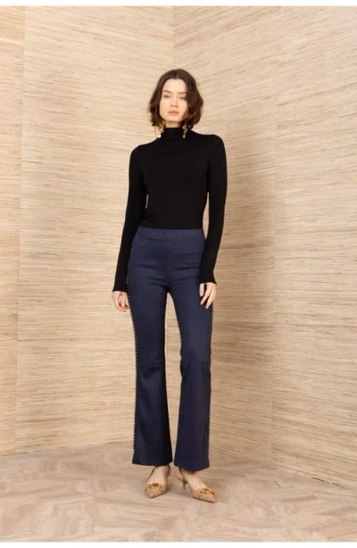 Hale Bob Alexia Suede Studs Pant In Blue