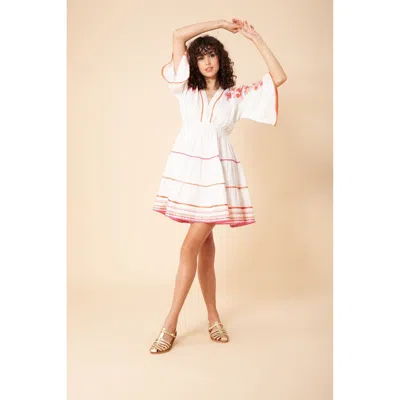 Hale Bob Aliah Embroidered Linen Dress In White