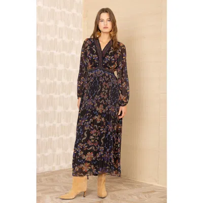 Hale Bob Alisson Chiffon Maxi Dress In Black