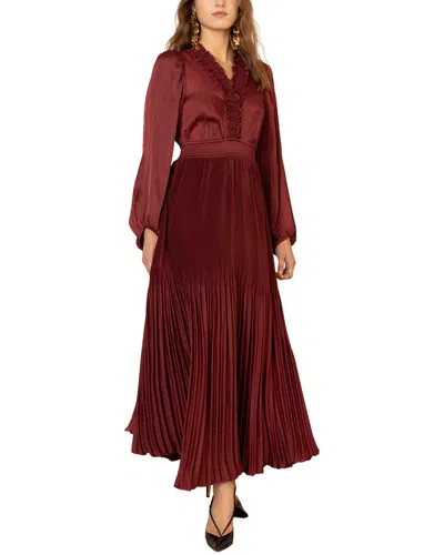 Hale Bob Alisson Long Sleeve Maxi Dress In Burgundy