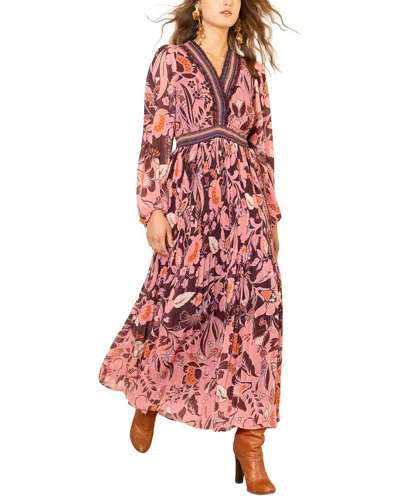 Hale Bob Alisson Long Sleeve Maxi Dress In Pink