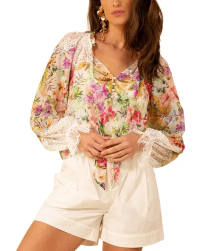 Hale Bob Alivia Silk-blend Blouse In Multi