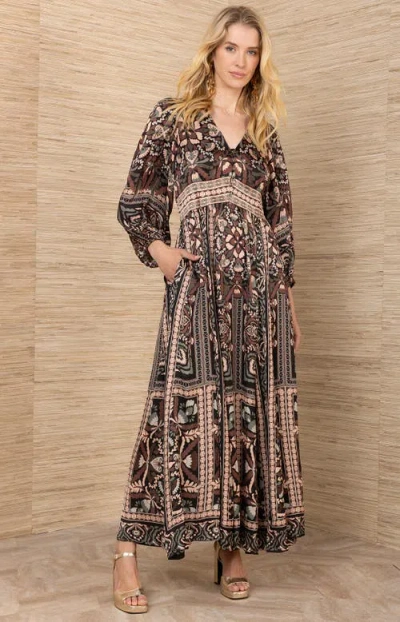 Hale Bob Amaris Charmeuse Dress In Brown