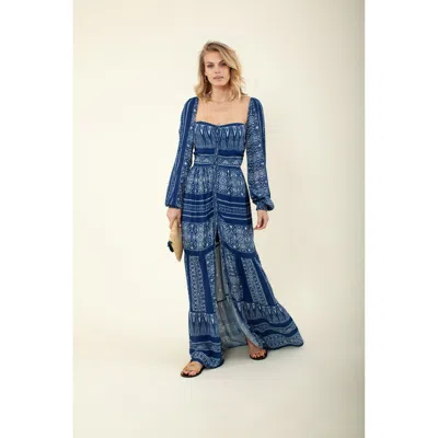 Hale Bob Anci Tiered Maxi Dress In Blue