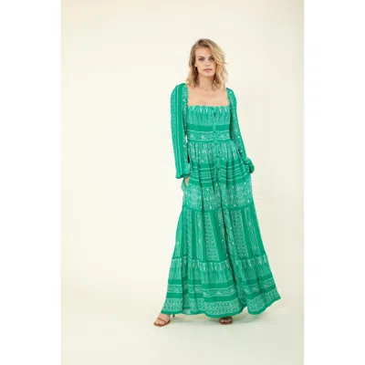 Hale Bob Anci Tiered Maxi Dress In Green