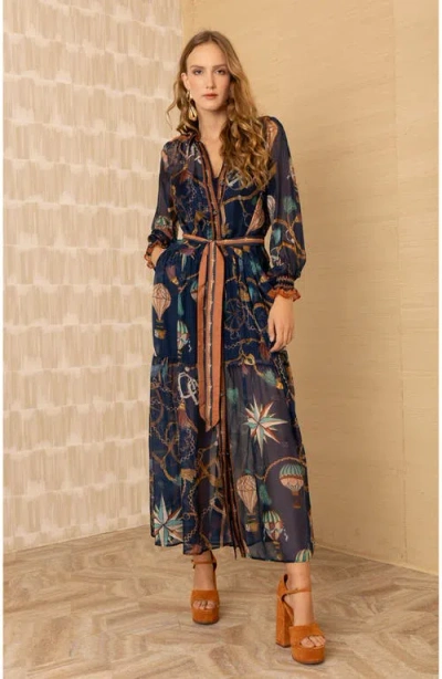 Hale Bob Andi Chiffon Maxi Dress In Blue