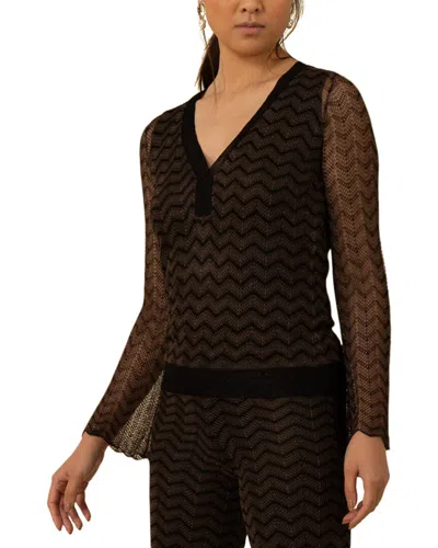 Hale Bob V-neck Top In Black
