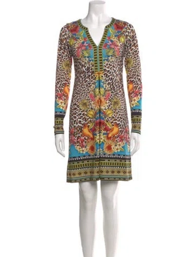 Pre-owned Hale Bob Animal Print Mini Dress In Multi