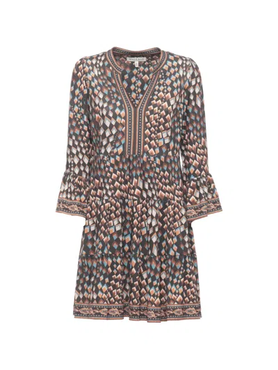 Hale Bob Annika Geometric V-neck Dress In Black