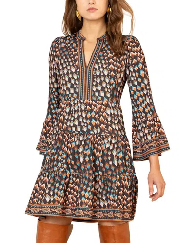 Hale Bob Annika Long Sleeve Midi Dress In Brown