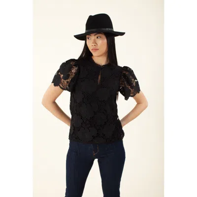 Hale Bob Aria Lace Top In Black