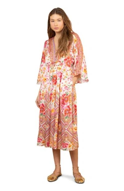 Hale Bob Arianell Charmeuse Midi Dress In Orange