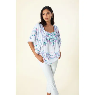 Hale Bob Arienne Embroidered Top In White