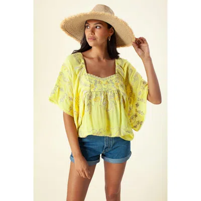 Hale Bob Arienne Embroidered Top In Yellow