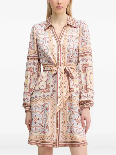 Hale Bob Arlo Paisley-print Belted Mini Dress In Neutral