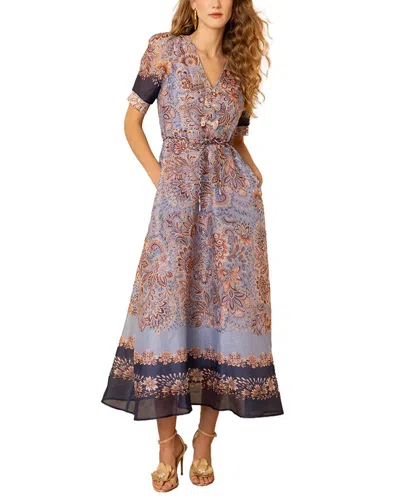 Hale Bob Aubrie Silk & Linen Maxi Dress In Blue