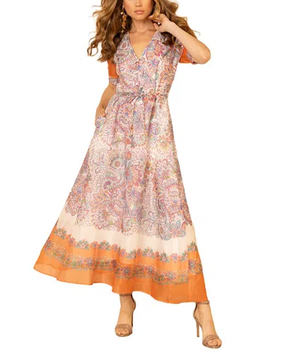 Hale Bob Aubrie Silk & Linen Maxi Dress In Orange