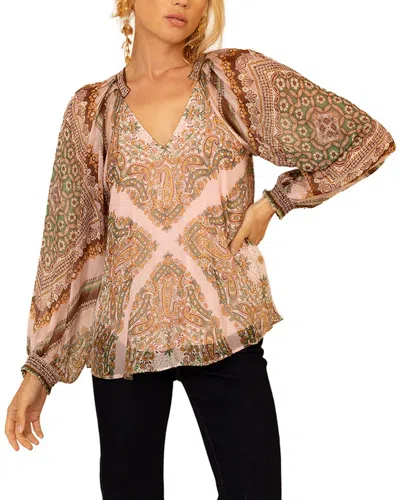 Hale Bob August Silk-blend Top In Brown