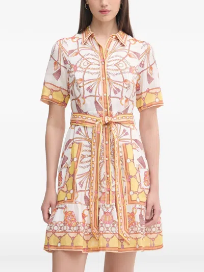 Hale Bob Aula Belted Chain-print Mini Dress In Red