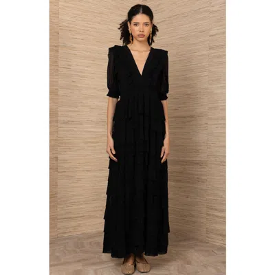 Hale Bob Aulelei Chiffon Solid Dress In Black