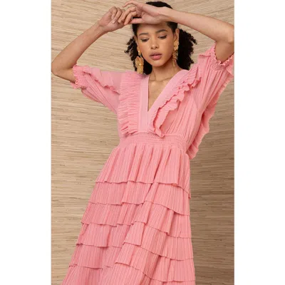 Hale Bob Aulelei Chiffon Solid Dress In Pink
