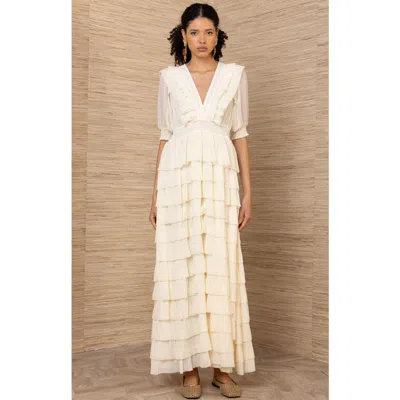 Hale Bob Aulelei Chiffon Solid Dress In White