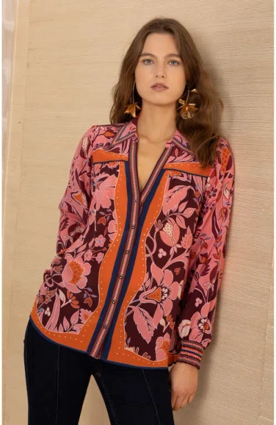 Hale Bob Avalynn Silk Top In Pink
