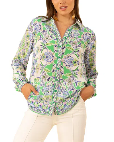 Hale Bob Azariah Long Sleeve Silk Top In Multi
