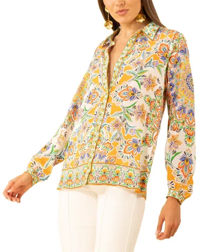 Hale Bob Azariah Long Sleeve Silk Top In Multi