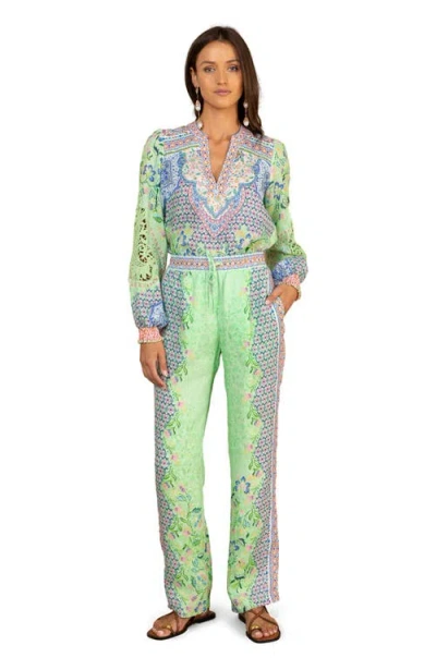 Hale Bob Azenor Washed Linen Pant In Green