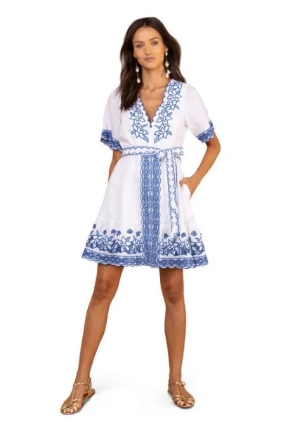 Hale Bob Azure Embroidered Linen Dress In Blue