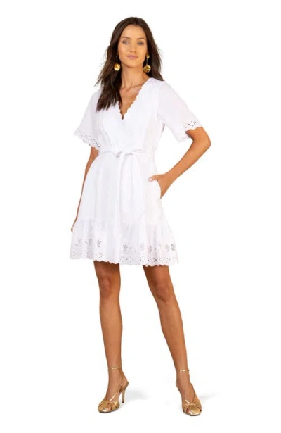 Hale Bob Azure Embroidered Linen Dress In White