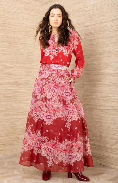 Hale Bob Baylor Organza Skirt In Red