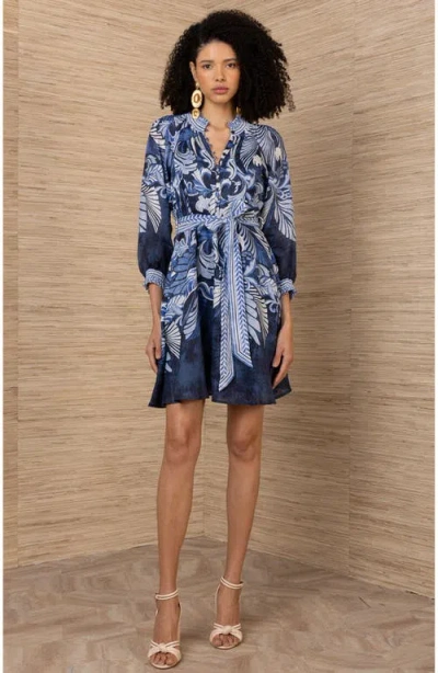 Hale Bob Belize Linen Dress In Blue