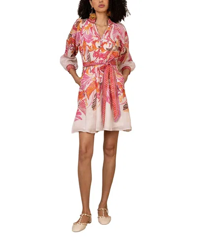 Hale Bob Belize Linen Dress In Pink