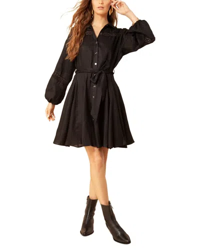 Hale Bob Belted Linen Mini Dress In Black