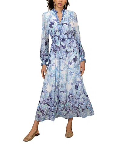 Hale Bob Bertille Chiffon Maxi Dress In Blue