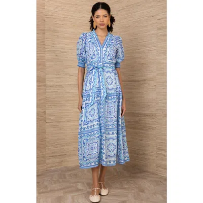Hale Bob Bess Linen Dress In Blue