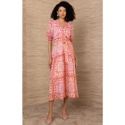 Hale Bob Bess Linen Dress In Pink